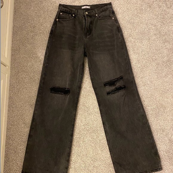 Adika Black ripped wide leg jeans - Picture 4 of 5